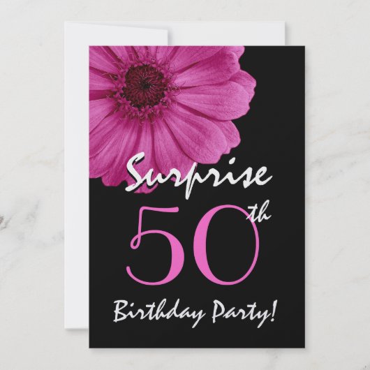Invitation 50e anniversaire surprise Gerbera Daisy Metallic (Devant)