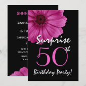 Invitation 50e anniversaire surprise Gerbera Daisy Metallic (Devant / Derrière)