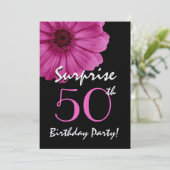 Invitation 50e anniversaire surprise Gerbera Daisy Metallic (Debout devant)