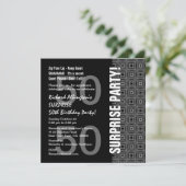 Invitation 50e anniversaire surprise Gris noir blanc moderne (Debout devant)