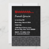 Invitation 50e anniversaire surprise Noir noir blanc métal (Dos)