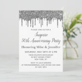 Invitation 50e anniversaire Surprise Party Blanc et Argent (Debout devant)