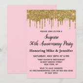 Invitation 50e Anniversaire Surprise Party Blush Pink Gold (Devant / Derrière)