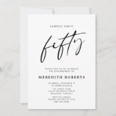 Invitation 50e anniversaire Surprise Party Chic Modern Script (Devant)