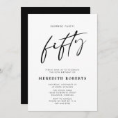 Invitation 50e anniversaire Surprise Party Chic Modern Script (Devant / Derrière)