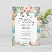 Invitation 50e anniversaire Surprise Party Tropical (Debout devant)