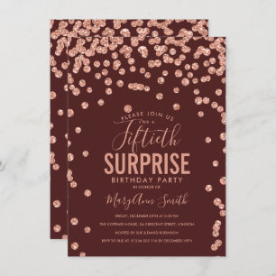 Invitation 50e anniversaire surprise Rose Gold Burgundy