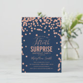 Invitation 50e Anniversaire Surprise Rose Gold Navy Bleu (Debout devant)