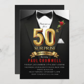 Invitation 50e anniversaire surprise Tuxedo (Devant / Derrière)