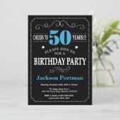 Invitation 50e anniversaire Tableau noir et bleu (Debout devant)