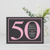 Invitation 50e Anniversaire Tableau Noir et Rose (Debout devant)