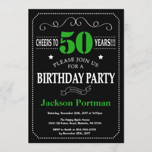 Invitation 50e anniversaire Tableau noir et vert