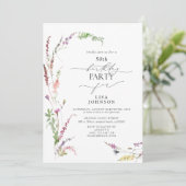 Invitation 50e anniversaire tendance Fleur sauvage élégant Fl (Debout devant)
