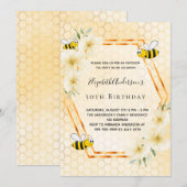 Invitation 50e anniversaire thé fête miel nid d'abeilles (Devant / Derrière)
