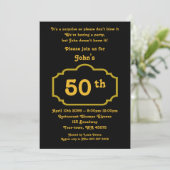 Invitation 50e,Anniversaire, tout âge, noir, or, chevron (Debout devant)