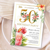 Invitation 50e anniversaire Tropical Floral Cocktail Party