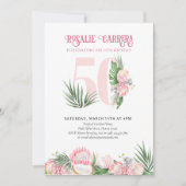 Invitation 50e Anniversaire Tropical Pink Protea Numéro 50 (Devant)