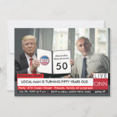 Invitation 50e anniversaire Trump 🎙️ Hommes Funny TV News Ga (Devant)