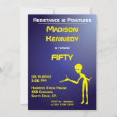 Invitation 50e anniversaire 👽 UFO Alien parti d'enlèvement (Dos)