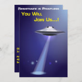 Invitation 50e anniversaire 👽 UFO Alien parti d'enlèvement (Devant / Derrière)