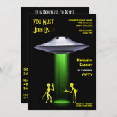 Invitation 50e anniversaire 👽 UFO Alien parti d'enlèvement (Devant / Derrière)