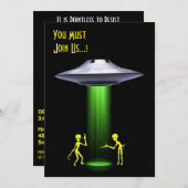 Invitation 50e anniversaire 👽 UFO Alien parti d'enlèvement (Devant / Derrière)