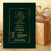 Invitation 50e anniversaire Vert avec Gold Frame Party