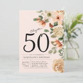 Invitation 50e anniversaire Vintage Floral (Debout devant)