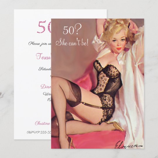 Invitation 50e Anniversaire Vintage Sexy Pin Up Black Linger Zazzle Be