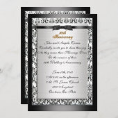 Invitation 50e anniversaire vow renouvellement formel noir &  (Devant / Derrière)