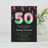 Invitation 50e anniversaire Watermelon Balloons avec Confetti (Debout devant)