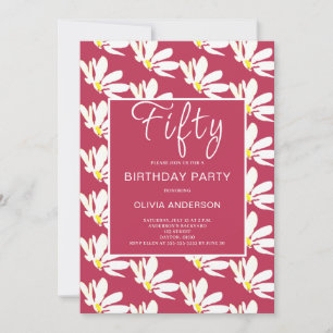 Invitation 50e anniversaire White Floral Daisy