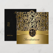 Invitation 50e anniversaire Wild Black Cream Gold bijou 3 (Devant / Derrière)