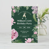 Invitation 50e aquarelle Fleurs élégantes Anniversaire (Debout devant)