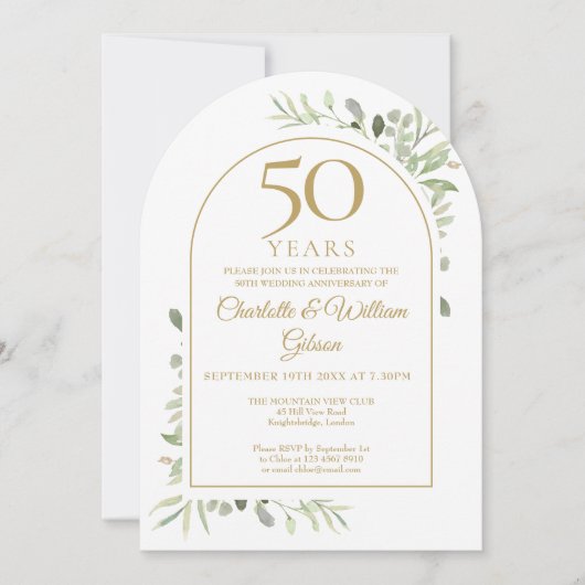 Invitation 50e Arc de verdure du cinquantième anniversaire de (Devant)