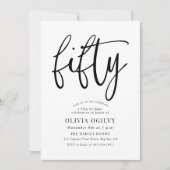 Invitation 50e B&W Anniversaire de fête Typographie de script (Devant)