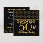 Invitation 50e Birthday Gold Black Vintage (Devant / Derrière)