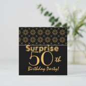 Invitation 50e Birthday Gold Black Vintage (Debout devant)
