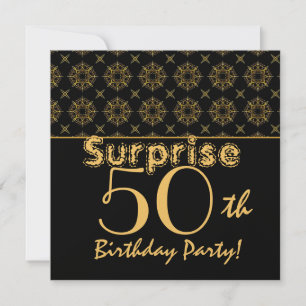 Invitation 50e Birthday Gold Black Vintage