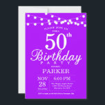 Invitation 50e Birthday Invite Purple Lavender<br><div class="desc">50e anniversaire Invite with String Lights. Purple Lavender Lilac Background. Women Female Lady Elegant Modern bday. 13th 15th 16th 18th 20th 20st 30th 40th 50th 70th 80th 90th 100th For further customization,  please click the "Customize it" button and use our design tool to modify this template.</div>