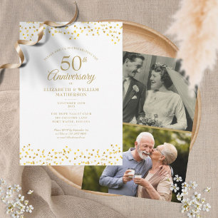 Invitation 50e Cœurs d'amour d'anniversaire doré 2 Photo