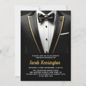 Invitation 50e événement d'anniversaire Black and Gold Tuxedo (Devant)