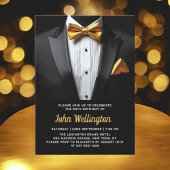 Invitation 50e événement d'anniversaire Black and Gold Tuxedo
