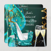Invitation 50e Fabuleuse Parties scintillant Turquoise hauts  (Devant / Derrière)