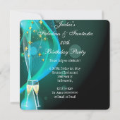 Invitation 50e Fabuleuse Parties scintillant Turquoise hauts  (Dos)
