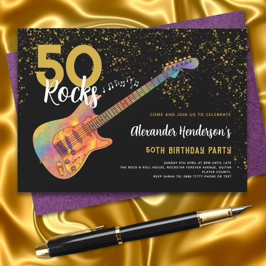 Invitation 50e fête d'anniversaire 50 Rocks Parties scintilla