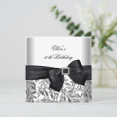 Invitation 50e fête d'anniversaire Bijou d'argent blanc Bow n (Debout devant)
