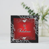 Invitation 50e fête d'anniversaire Black Bright Deep Red Big (Debout devant)