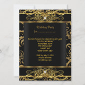 Invitation 50e fête d'anniversaire Black Gold Damask Floral (Dos)