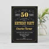 Invitation 50e fête d'anniversaire - Black Gold White (Debout devant)